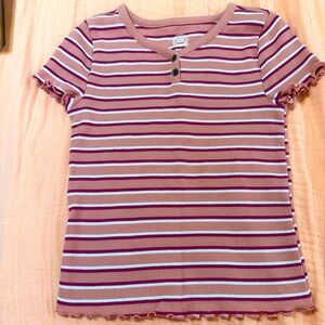 Wonder Nation Big Girls ribbed Henley shirt. Size M (7-8).